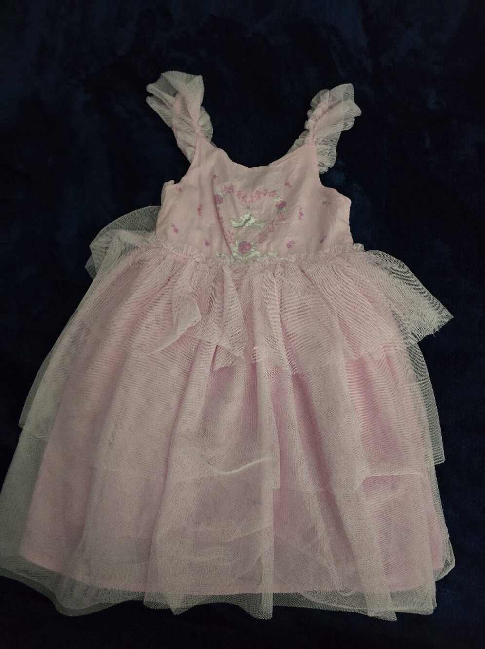 Disney Light Pink Tulle Princess Dress with Embroidered Unicorn